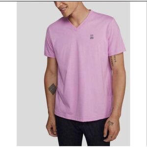 Psycho Bunny Classic V Neck T-Shirt in Pink Men’s Size Small/4